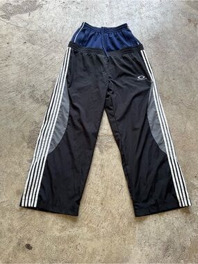 Unisex Balenciaga Black Joggers with Gray Panels and White Stripes